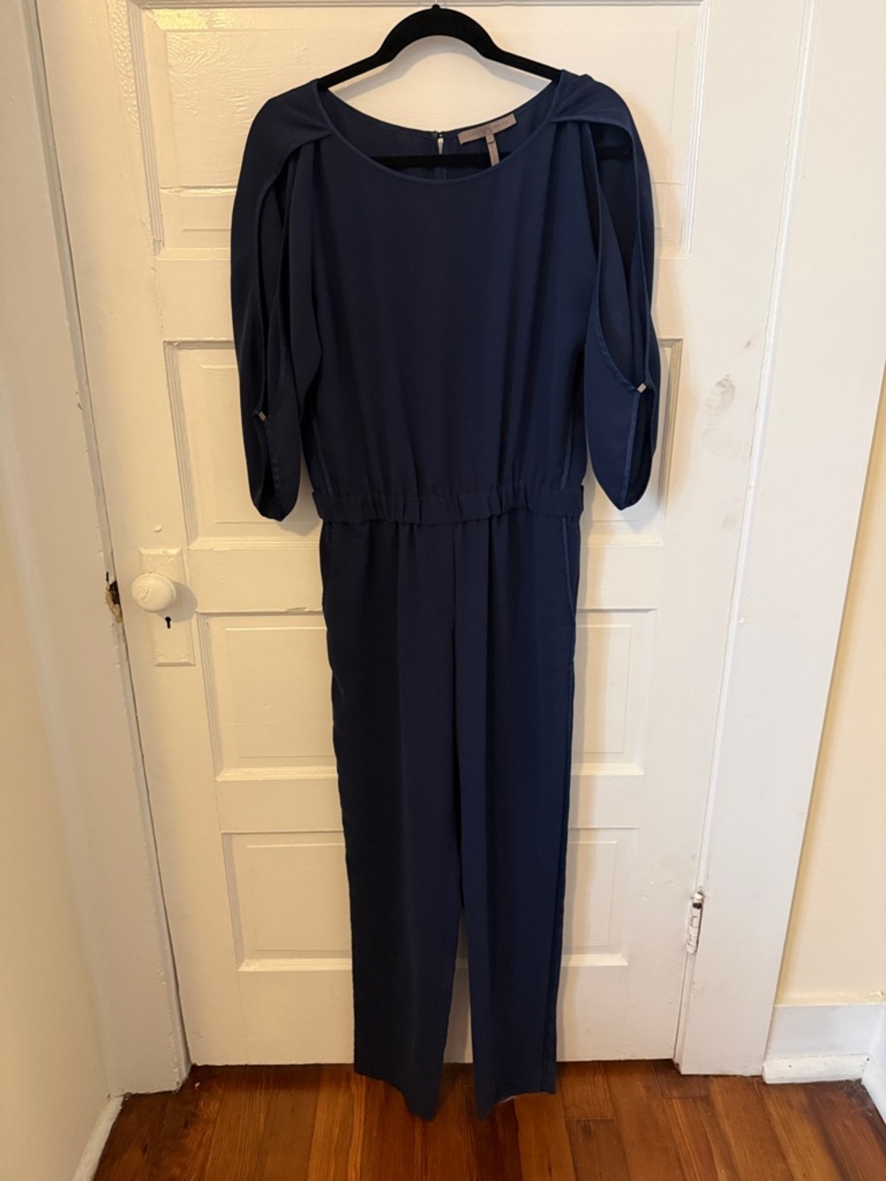Halston Heritage Navy Split-Sleeve Jumpsuit NWOT